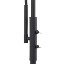 Lindby gulvlampe Aliette, sort/grå, glas, læselampe