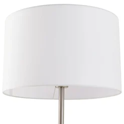 Lindby Gulvlampe Aovan, nikkelfarvet, hylde, USB-port