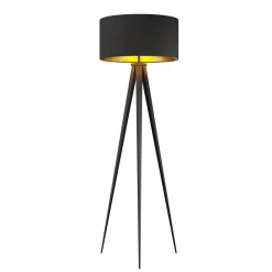 Lindby gulvlampe Benik, stativ, tekstil, sort/guld, 153 cm