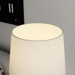 Lindby gulvlampe Benjiro, hvid, tekstil, læselampe, 150 cm