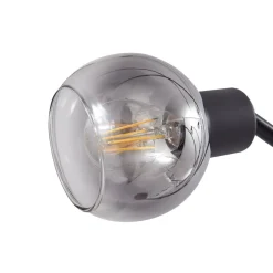 Lindby gulvlampe Braccio, grå/sort, glas, 5 lyskilder, 204,5 cm