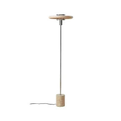 Lindby gulvlampe Branford, retro, beige, metal/travertin