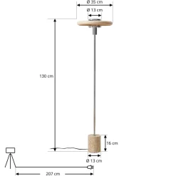 Lindby gulvlampe Branford, retro, beige, metal/travertin