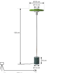 Lindby Gulvlampe Branford, Retro, grøn, metal/marmor