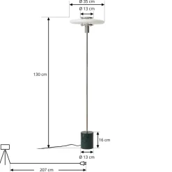 Lindby gulvlampe Branford, retro, hvid/grøn, opalglas/marmor