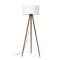 Lindby gulvlampe Charlia, hvid, valnøddetræ, højde 150 cm