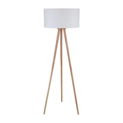 Lindby gulvlampe Charlia, hvid, træ, højde 150 cm