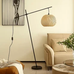 Lindby gulvlampe Dabila, bambus, 165 cm høj, E27