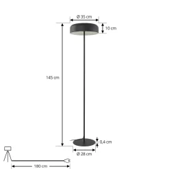 Lindby gulvlampe Edion, sort, metal