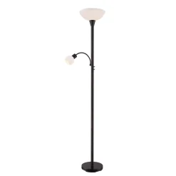 Lindby gulvlampe Elaina, læselampe, rustfarvet, 180 cm, E27