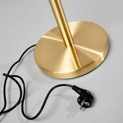 Lindby gulvlampe Elaina, læselampe, messingfarvet, 183cm E27