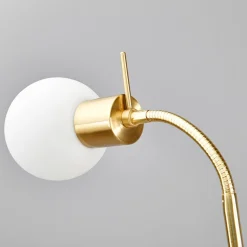 Lindby gulvlampe Elaina, messingfarvet, 162 cm, fleksibel, E14