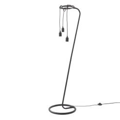 Lindby gulvlampe Elira, sort, metal, 150 cm høj, E27