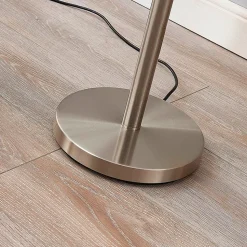 Lindby gulvlampe Ignacia, nikkelfarvet, glas, 180 cm, E27