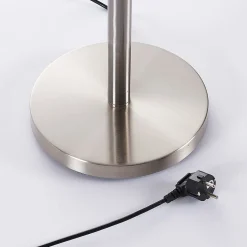 Lindby gulvlampe Ignacia, nikkelfarvet, glas, 180 cm, E27