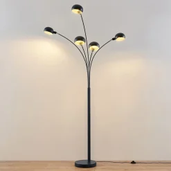 Lindby gulvlampe Jewa, sort, metal, 5 lyskilder, E14