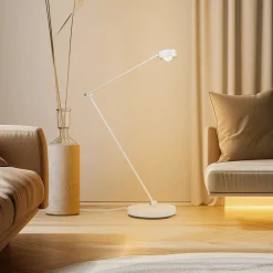 Lindby gulvlampe Jyla, hvid, linse, 4200K, GX53, jern