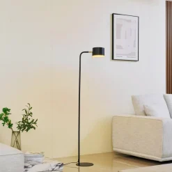 Lindby gulvlampe Kaida, sort, metal