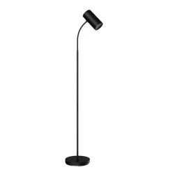 Lindby gulvlampe Karoli, sort, 156 cm, metal, fleksibel arm