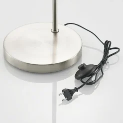 Lindby gulvlampe Keriba, nikkel/taupe, stof, 150 cm, E27