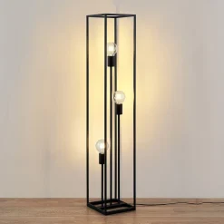 Lindby gulvlampe Krisha, sort, metal, 3 lyskilder, E27