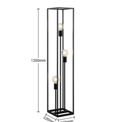 Lindby gulvlampe Krisha, sort, metal, 3 lyskilder, E27