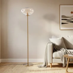 Lindby Gulvlampe Lelia, rav, glas, metal, 150 cm