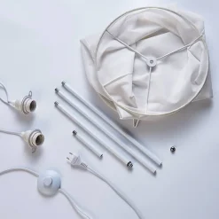 Lindby gulvlampe Liana, højde 123 cm, hvid, tekstil