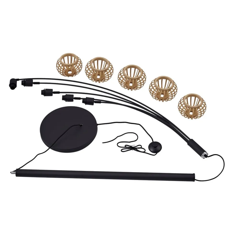 Lindby gulvlampe Lielle, naturlig bambus, 5 lyskilder, 190 cm