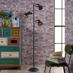 Lindby gulvlampe Lilly, sort, metal, 170 cm, E14