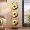 Lindby gulvlampe Muriel, 3 lyskilder, sort/guld, metal