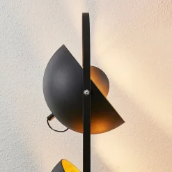 Lindby gulvlampe Muriel, 3 lyskilder, sort/guld, metal