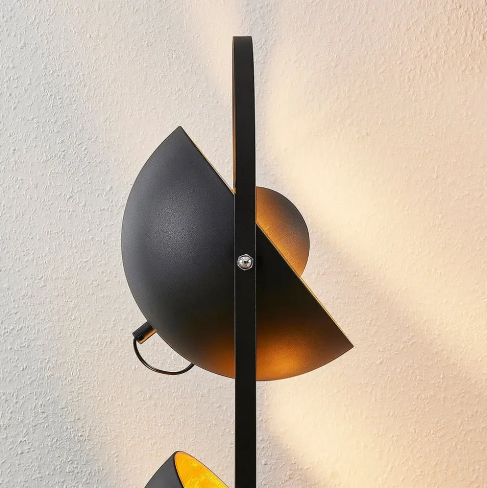 Lindby gulvlampe Muriel, 3 lyskilder, sort/guld, metal