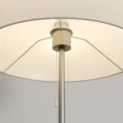 Lindby gulvlampe Nantwin, 175 cm, hvid, nikkel, tekstil