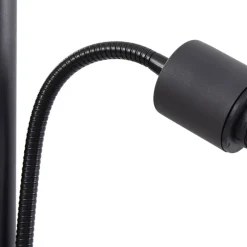 Lindby gulvlampe Nehemia, sort, glas, læselampe, 185 cm