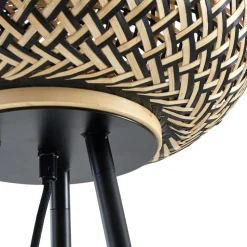 Lindby gulvlampe Nerys, sort, bambus, Ø 31,5 cm, stativ