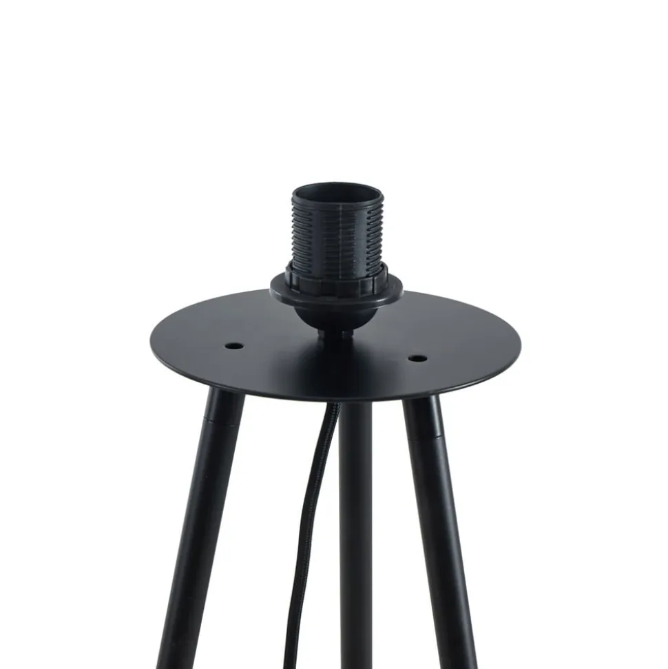 Lindby gulvlampe Nerys, sort, bambus, Ø 31,5 cm, stativ