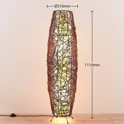 Lindby gulvlampe Nias, højde 111 cm, rattan, tekstil