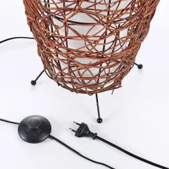 Lindby gulvlampe Nias, højde 111 cm, rattan, tekstil