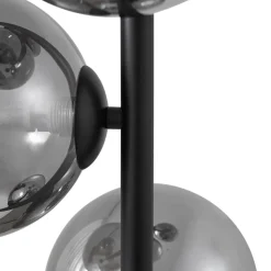 Lindby gulvlampe Orbelia, sort, 5 lyskilder, glas