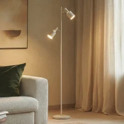 Lindby gulvlampe Ovelia, beige, metal, E27