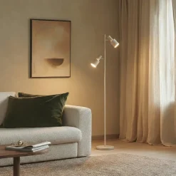 Lindby gulvlampe Ovelia, beige, metal, E27