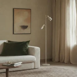 Lindby gulvlampe Ovelia, beige, metal, E27