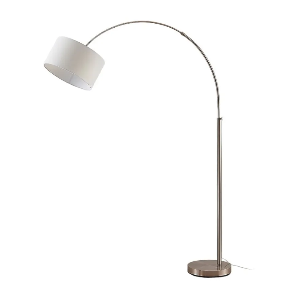 Lindby gulvlampe Railyn, hvid, stof, 200 cm, E27