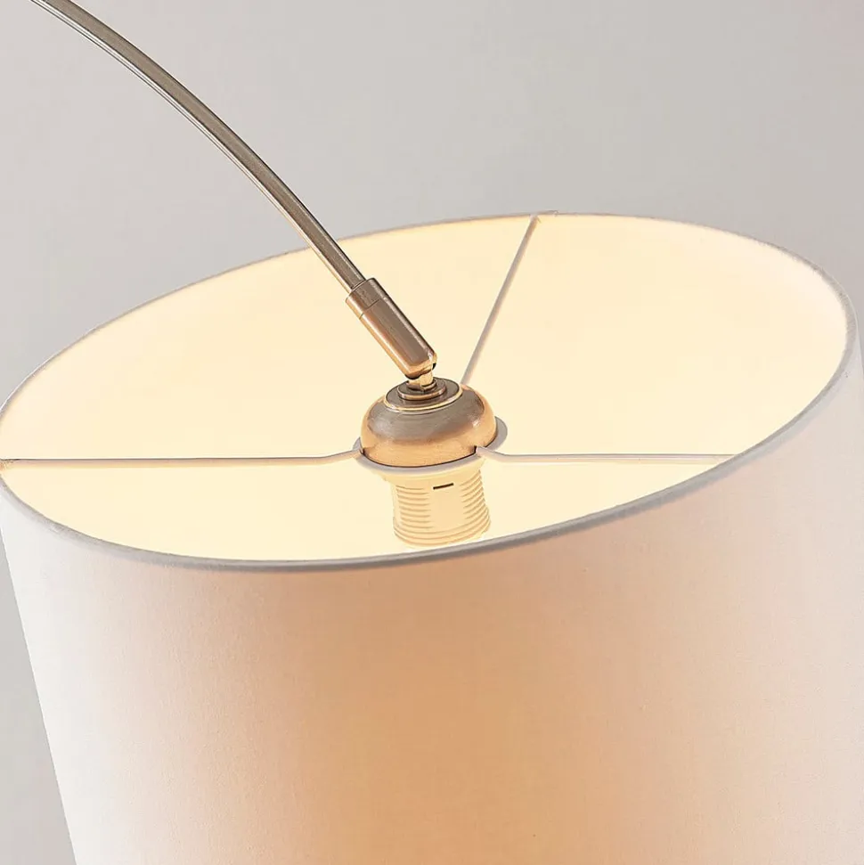 Lindby gulvlampe Railyn, hvid, stof, 200 cm, E27