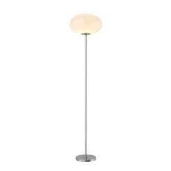 Lindby gulvlampe Sonika, 175 cm, nikkelfarvet, glas, E27