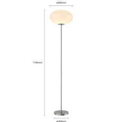Lindby gulvlampe Sonika, 175 cm, nikkelfarvet, glas, E27