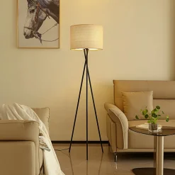 Lindby gulvlampe Soula, Ø 40 cm, beige, plast, E27