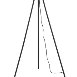 Lindby gulvlampe Tamira, sort, rattan, 143 cm høj, E27