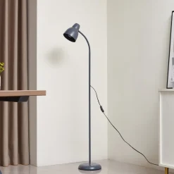 Lindby Gulvlampe Tebbi, grå, metal, højde 150 cm